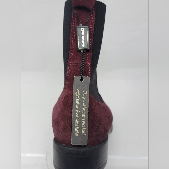 Emanuele Crasto Women's Mid Calf Burgundy Leather Boots Made In Italy Sz 37 New - Picture 11 of 12